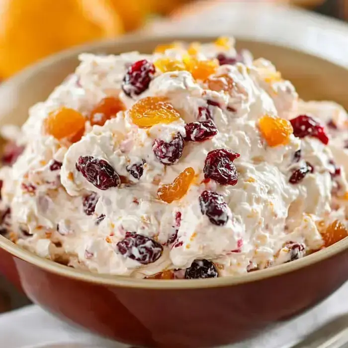 A creamy and colorful mix of cranberries, apricots, and cream cheese.