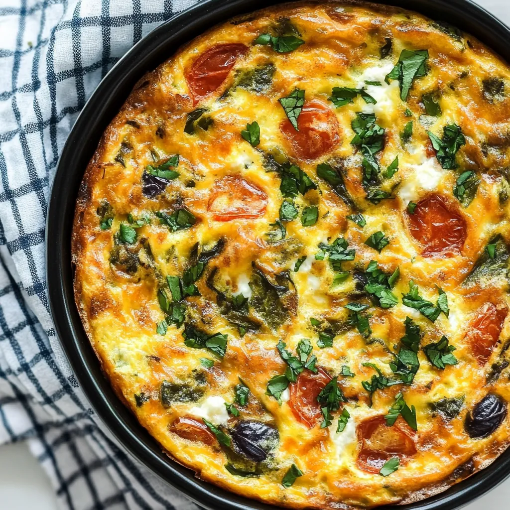 A close up of a vegetable omelet.