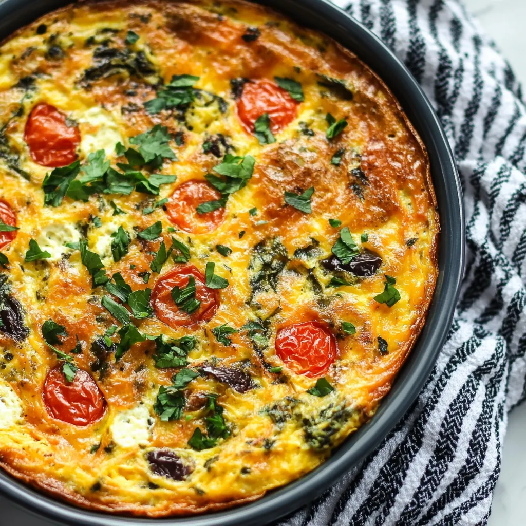 A close up of a vegetable quiche.
