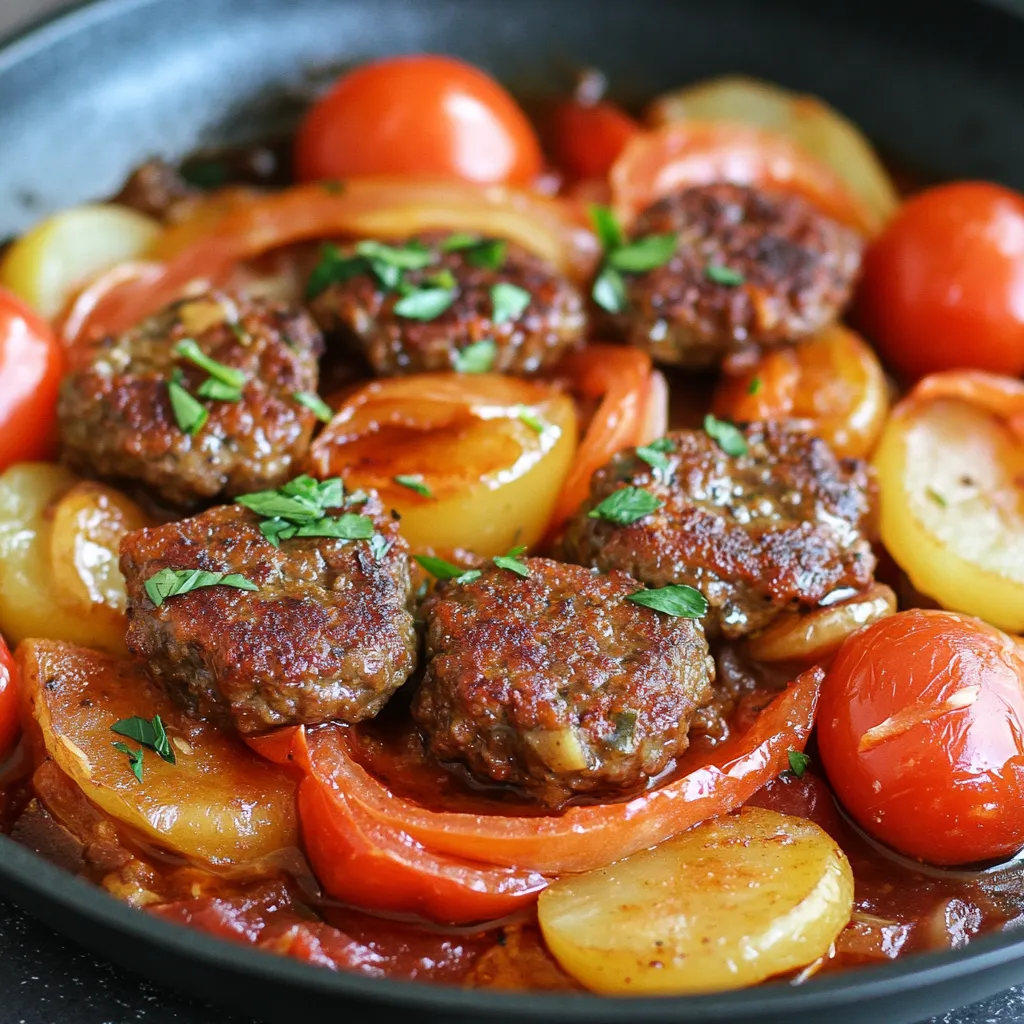 A pan of meat and vegetables.
