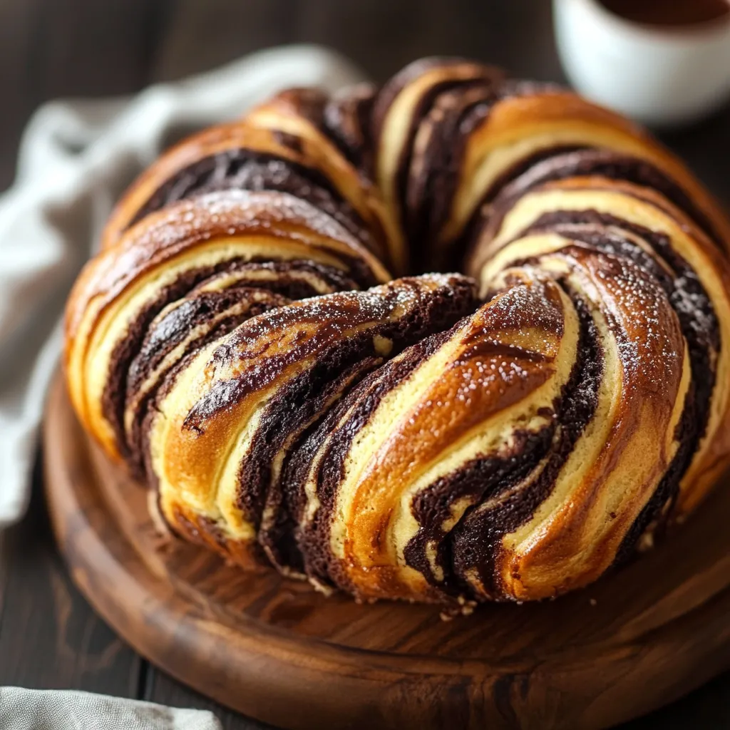 A cake with chocolate and white frosting.