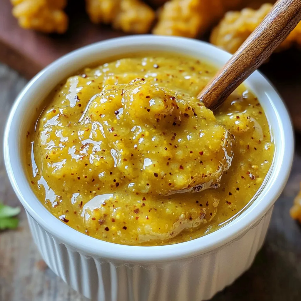A bowl of sauce with a wooden spoon in it.