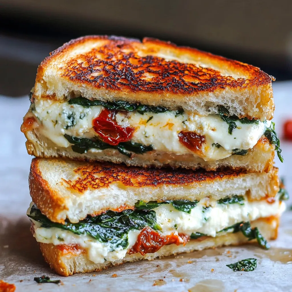 A sandwich with greens and cheese.