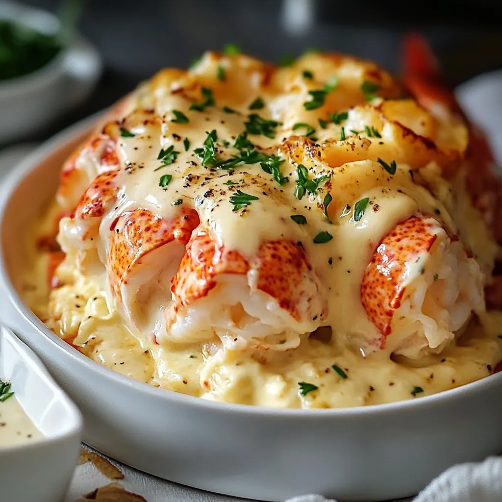 A bowl of lobster mac and cheese.