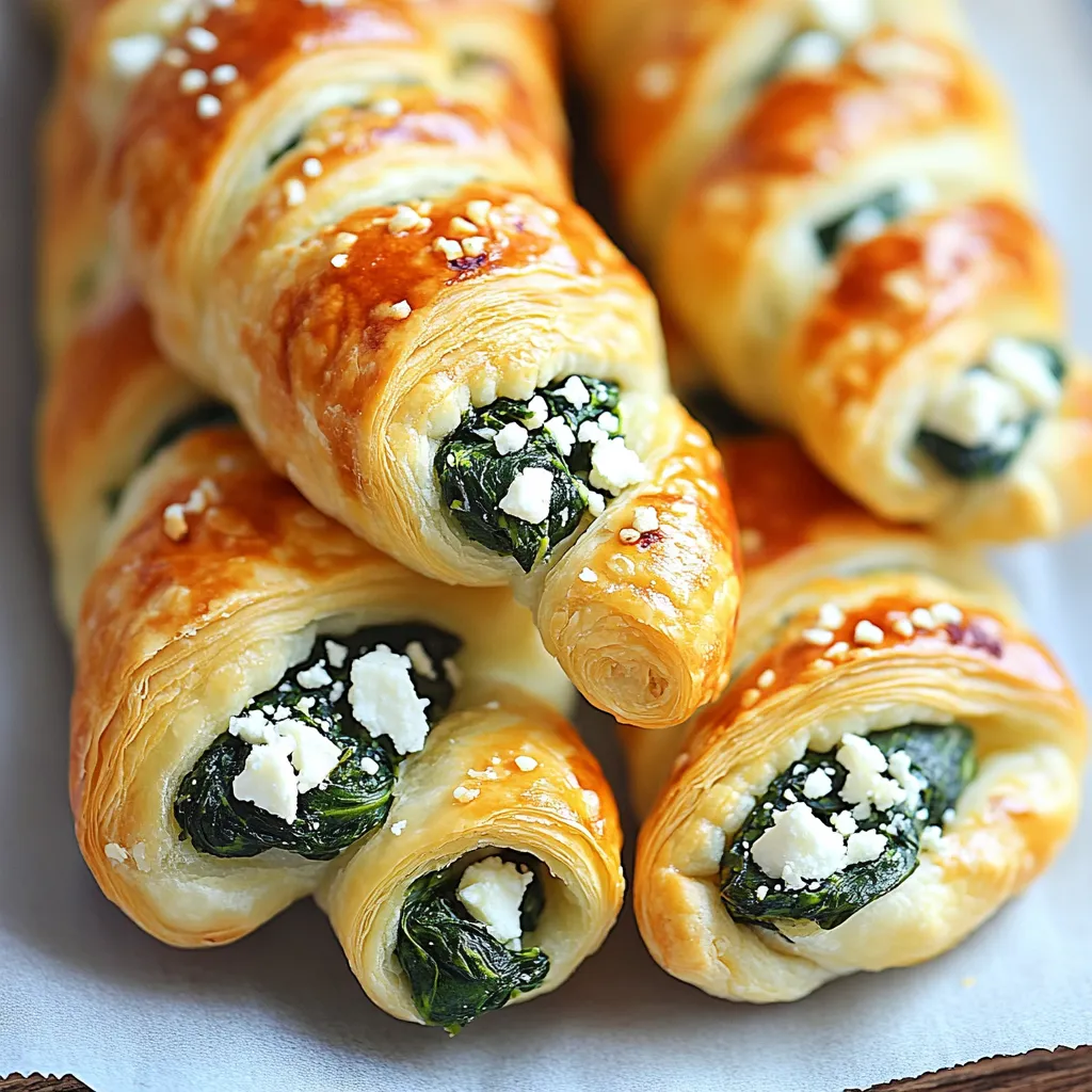 A plate of croissants with green stuffing.