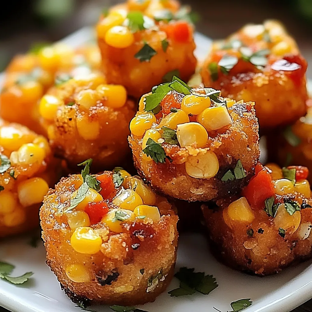 A plate of food with corn and peppers.