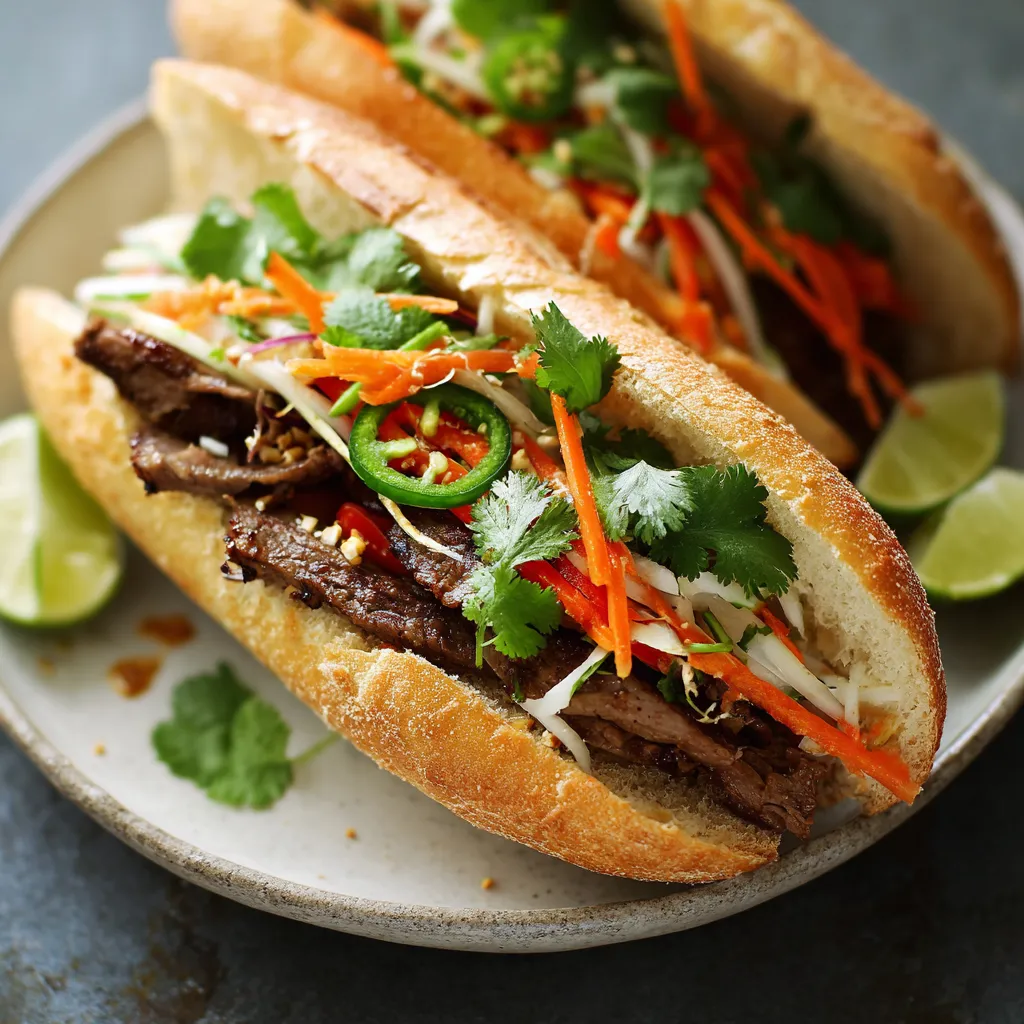 Two sandwiches with meat, vegetables and carrots.