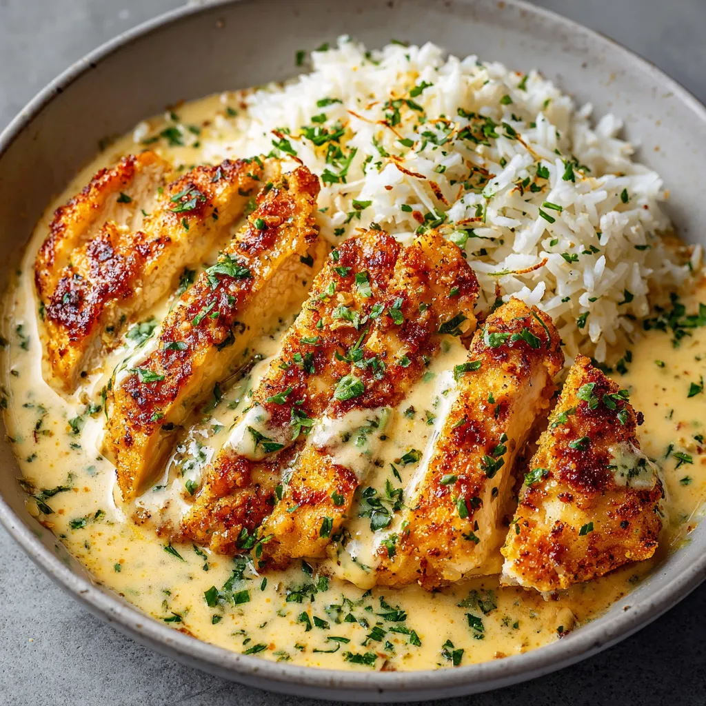 A bowl of food with rice and chicken.