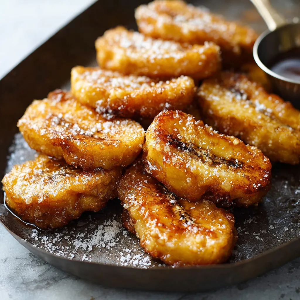 A plate of bananas with sugar on top.