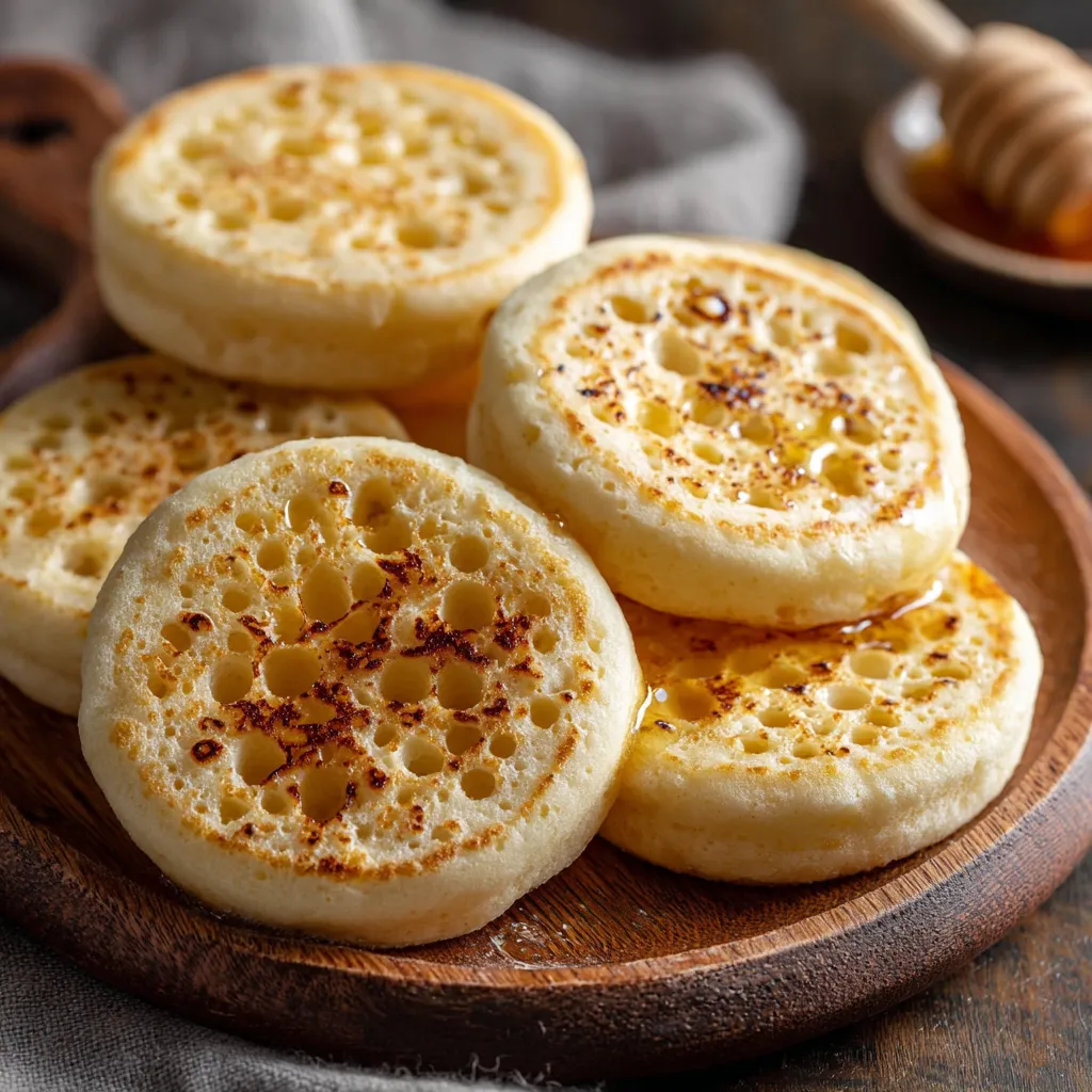 A plate of scones with honey.