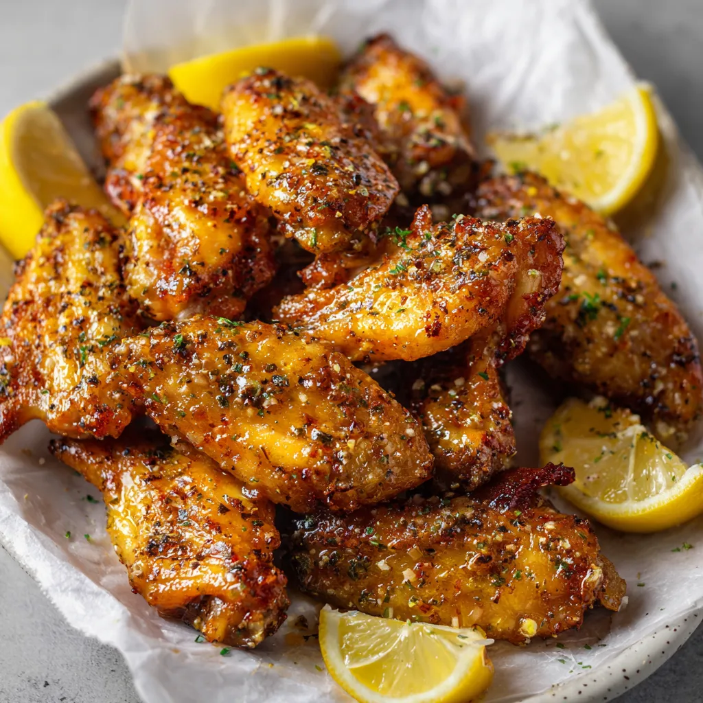 A plate of lemon pepper chicken wings.