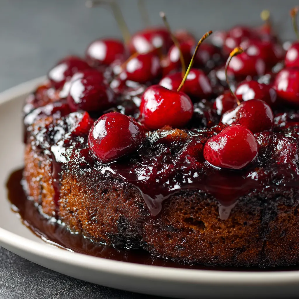 A cake with cherries on top.