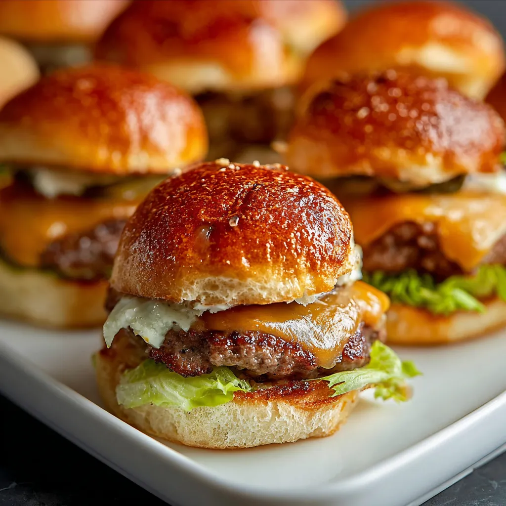 A plate of burgers and sandwiches.