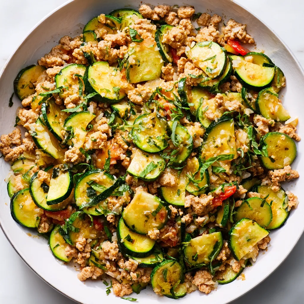 A plate of food with zucchini and meat.