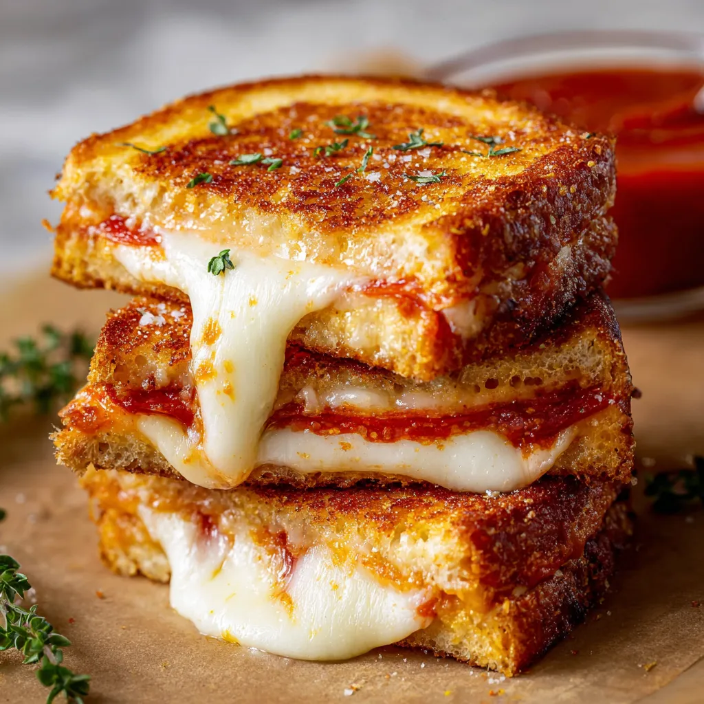 A stack of grilled cheese sandwiches.