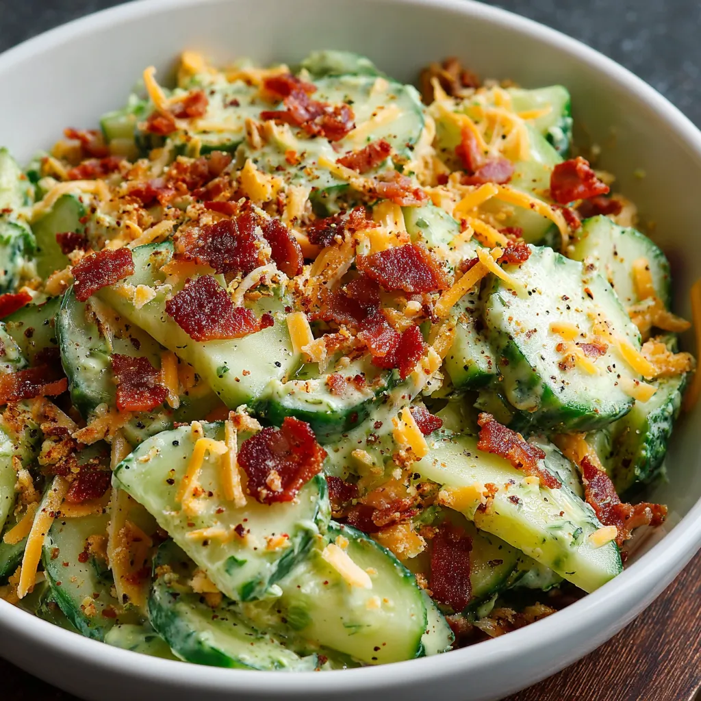 A bowl of food with bacon and cheese.