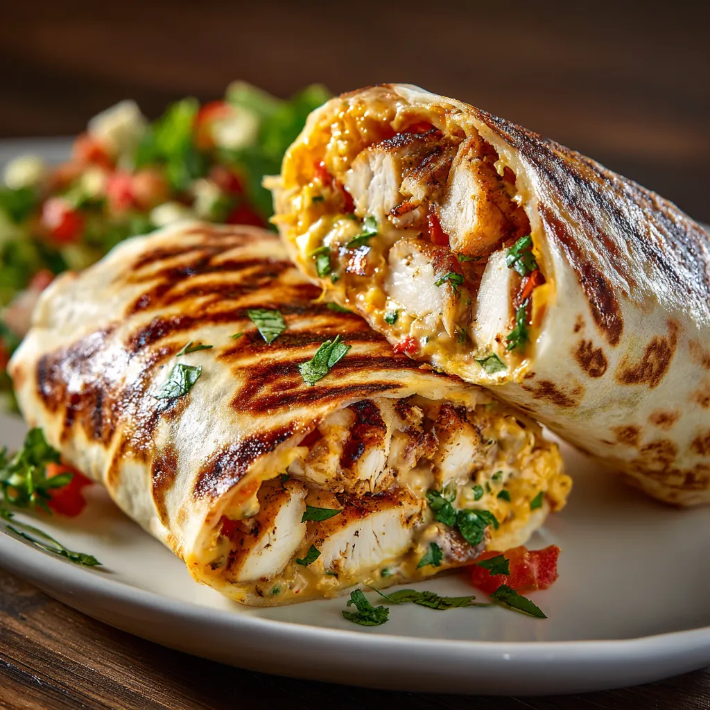A plate of food with a wrap and a salad.