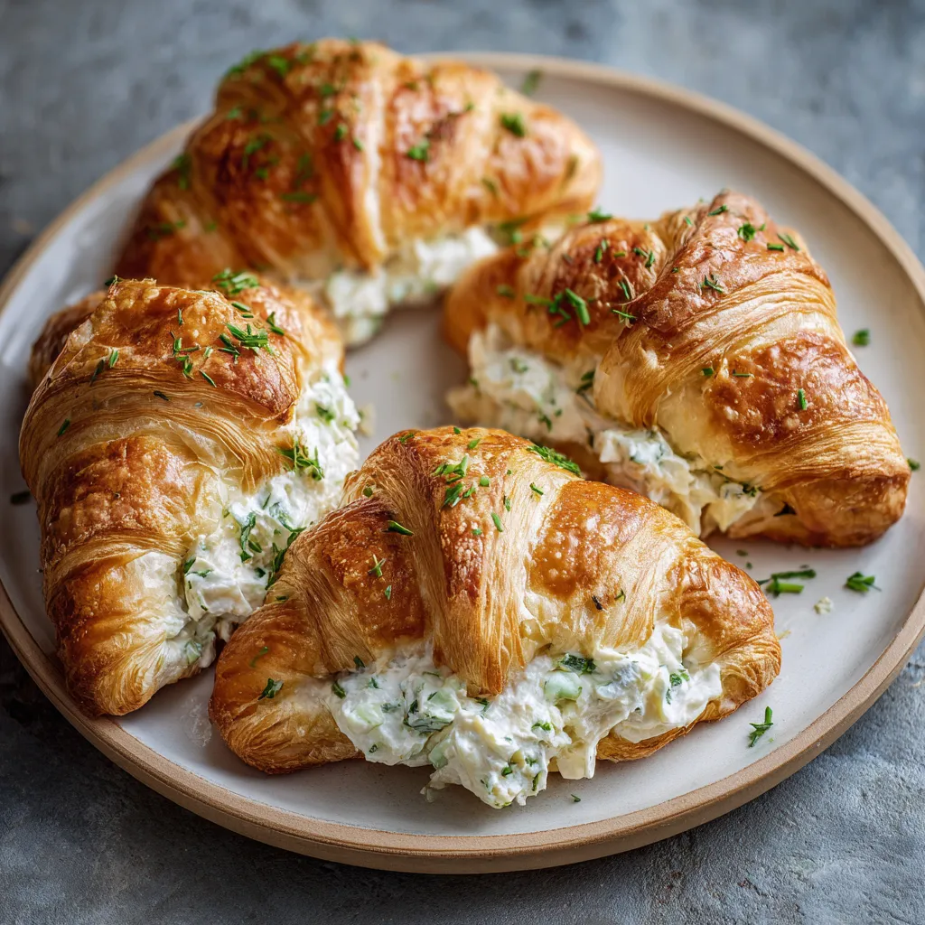 A plate of croissants with white filling.