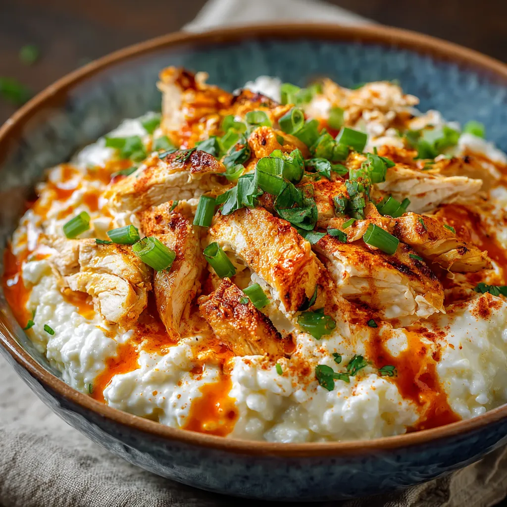 A bowl of food with chicken and vegetables.
