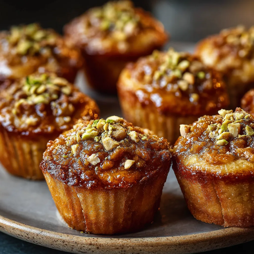 A plate of muffins with nuts on top.