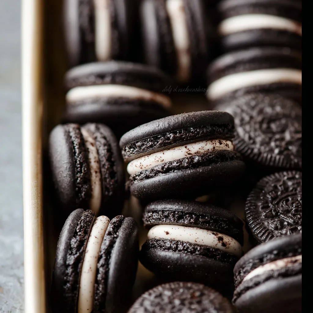 A tray of black and white cookies.