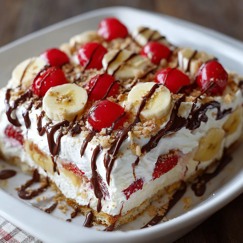 A slice of cake with bananas and strawberries.