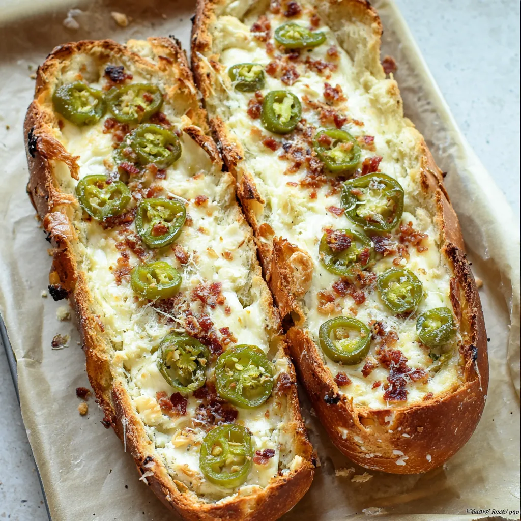 Two slices of bread with jalapenos on top.