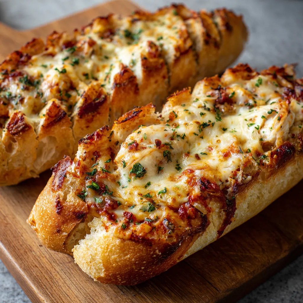 Two pieces of bread with cheese on top.