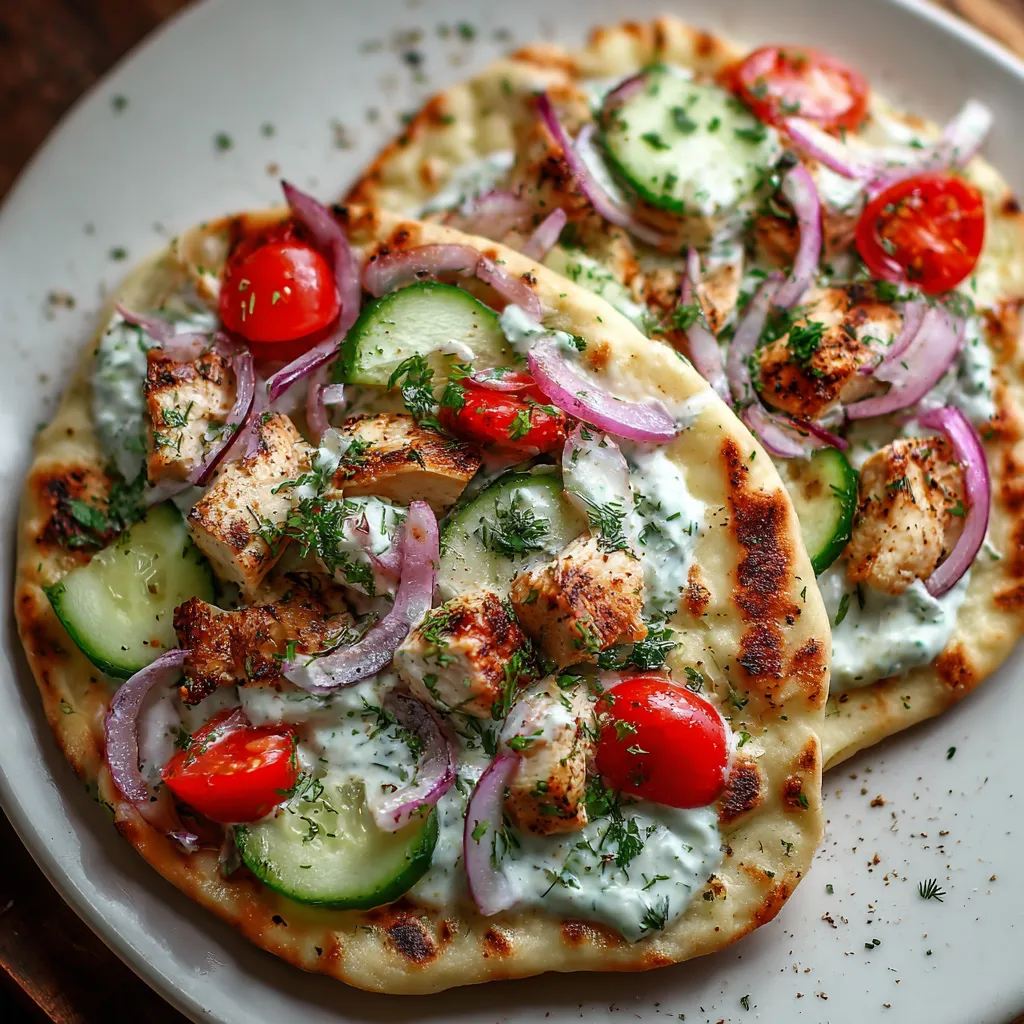 A plate of food with a pita bread and vegetables.