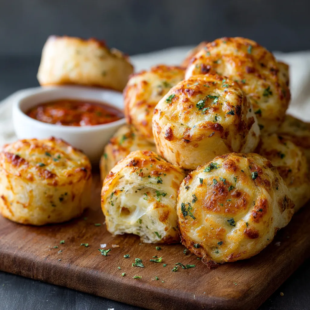 A plate of cheese and herb stuffed bread.