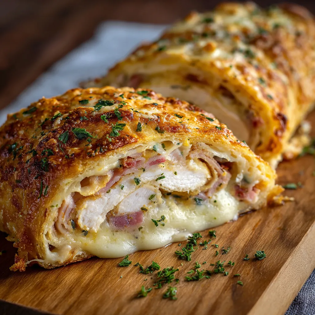 A piece of food on a wooden table.