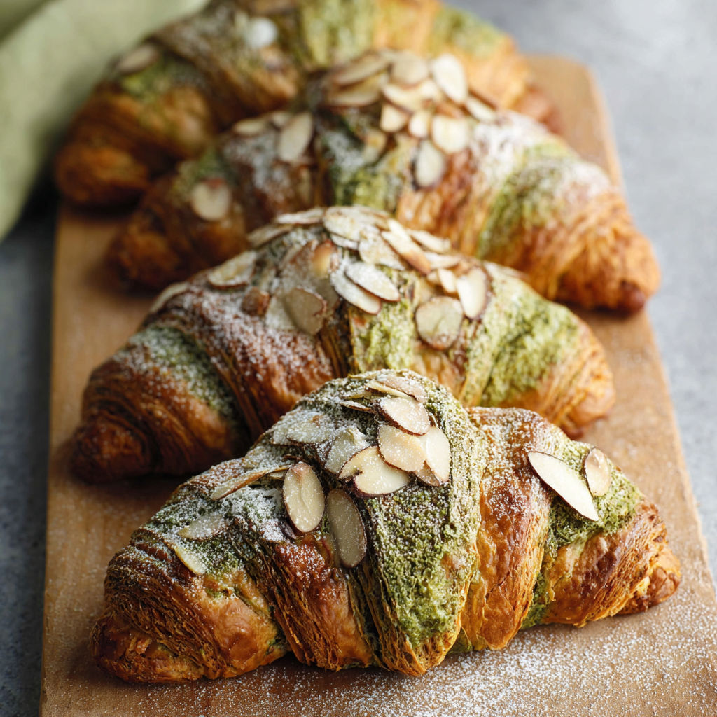 Matcha Almond Croissants