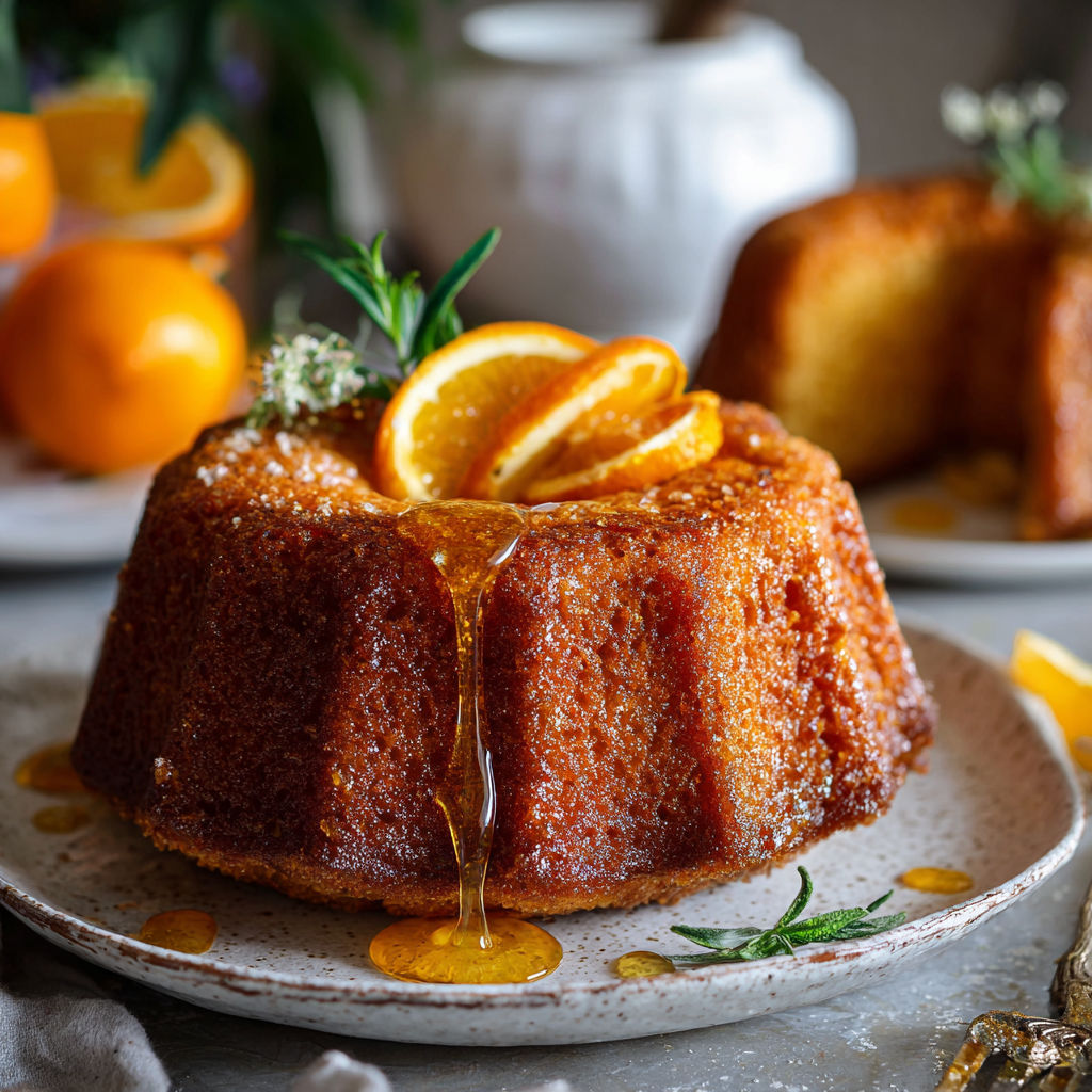 A cake with orange slices on top.