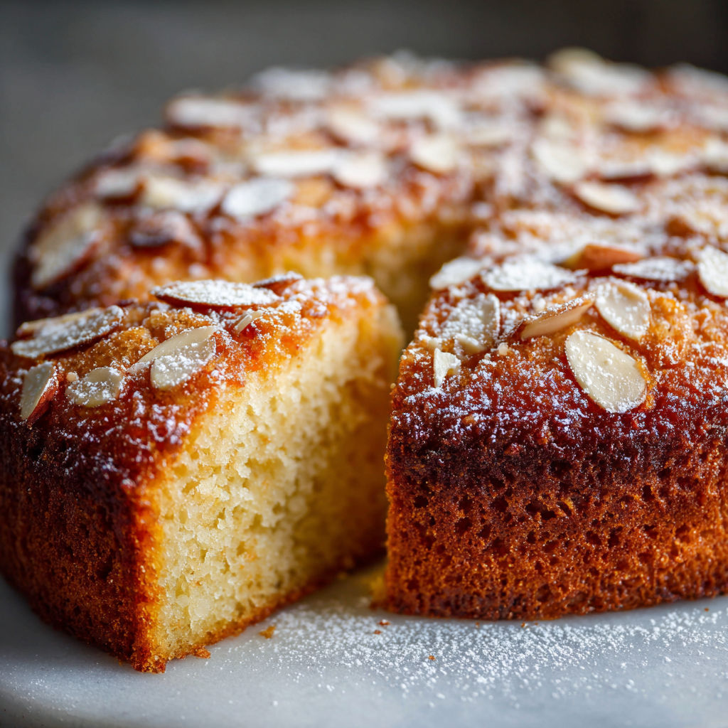 A slice of Scandinavian almond cake.