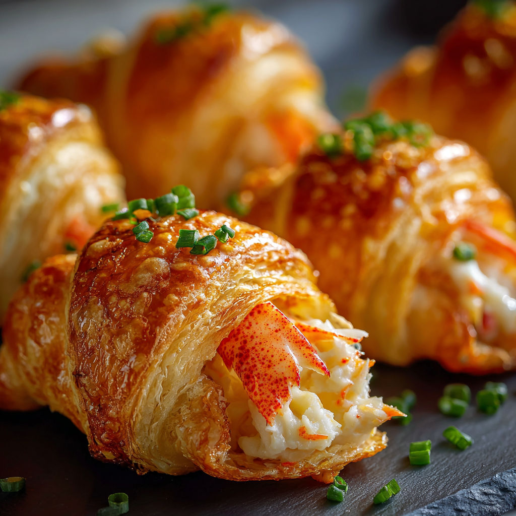 A pastry with crab meat in it.