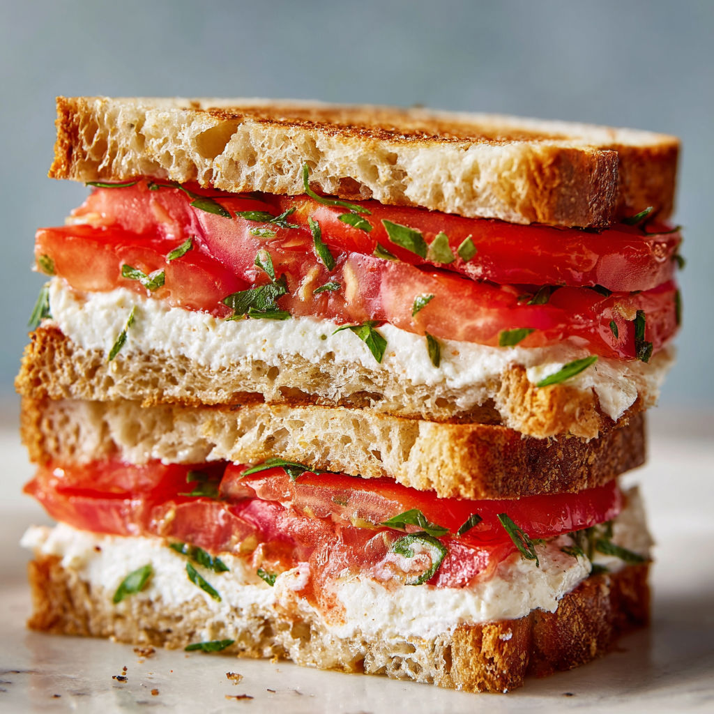 A sandwich with tomatoes and lettuce on top.