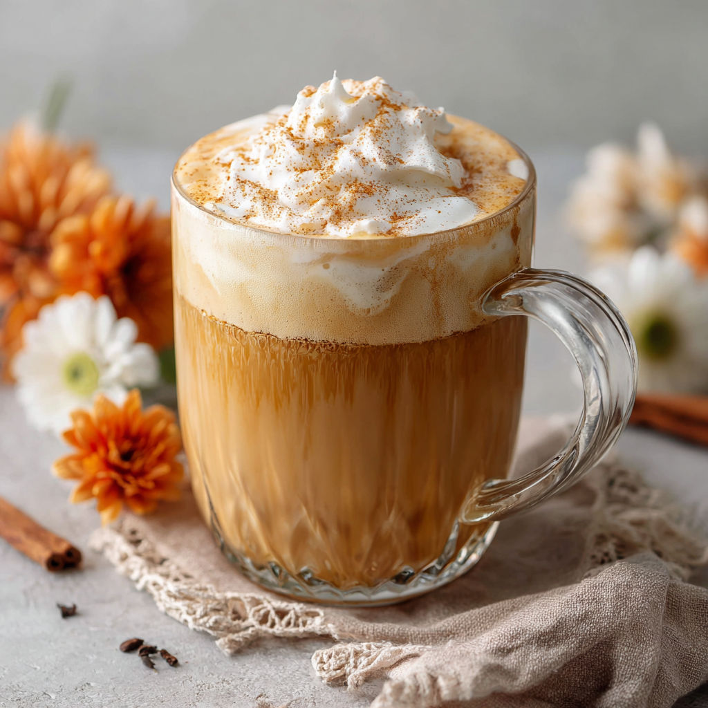 A glass of pumpkin spice milk with whipped cream on top.