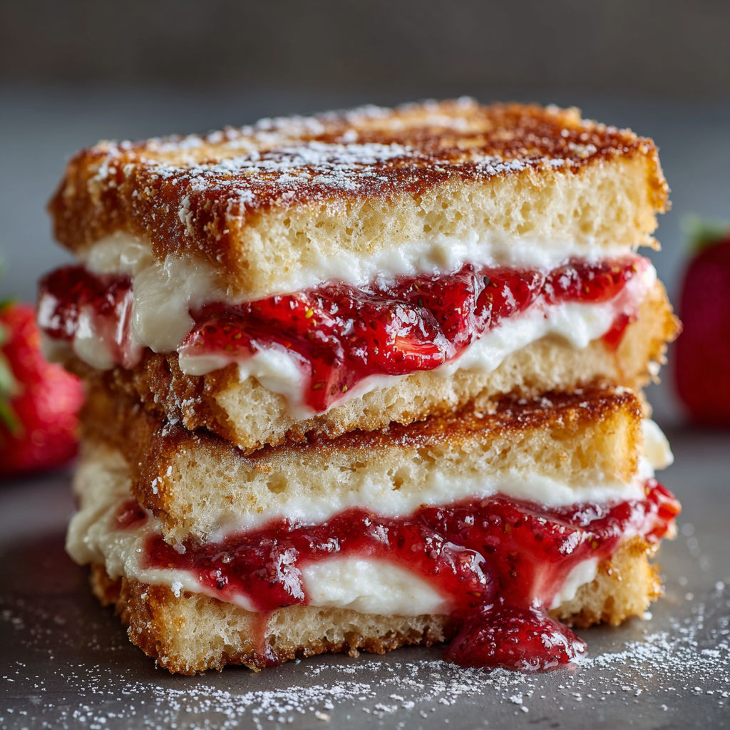 Fried Strawberry Cheesecake Sandwiches.