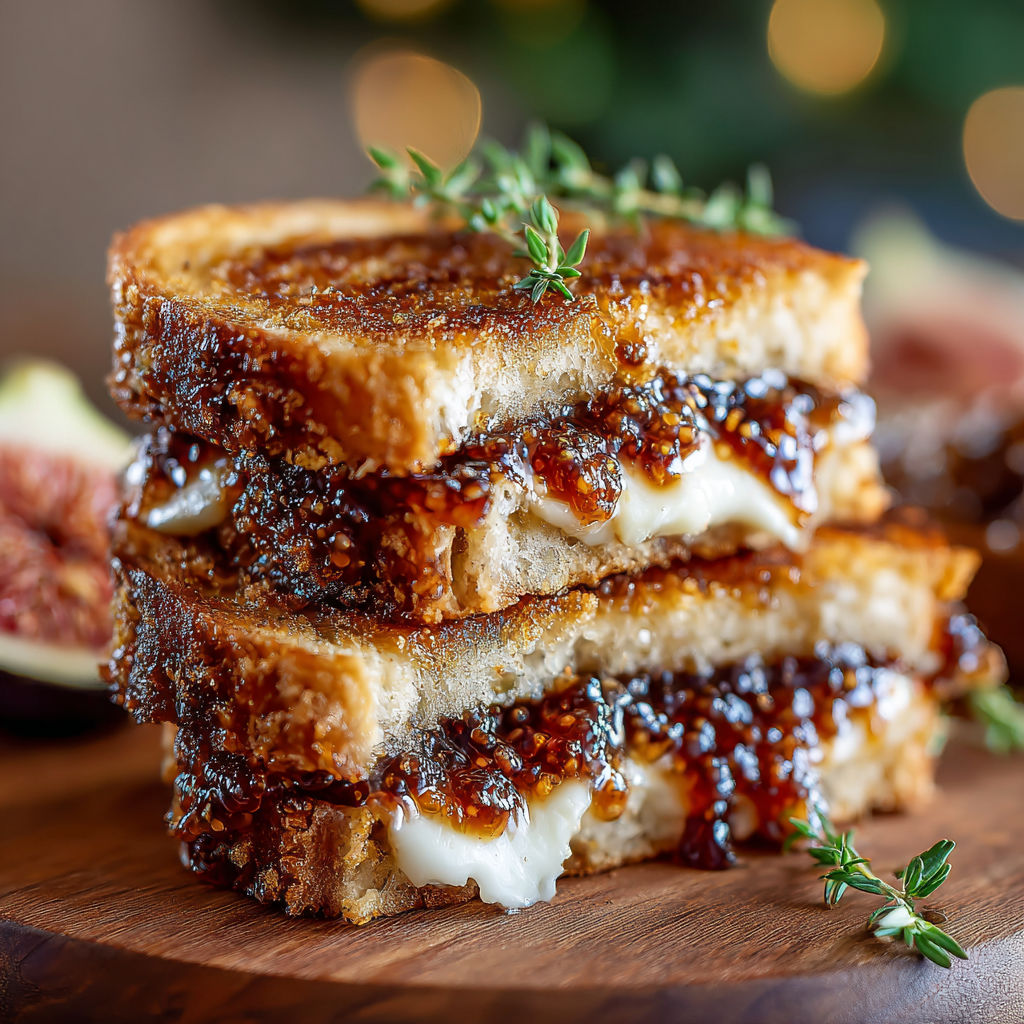 A grilled fig jam sandwich melt.