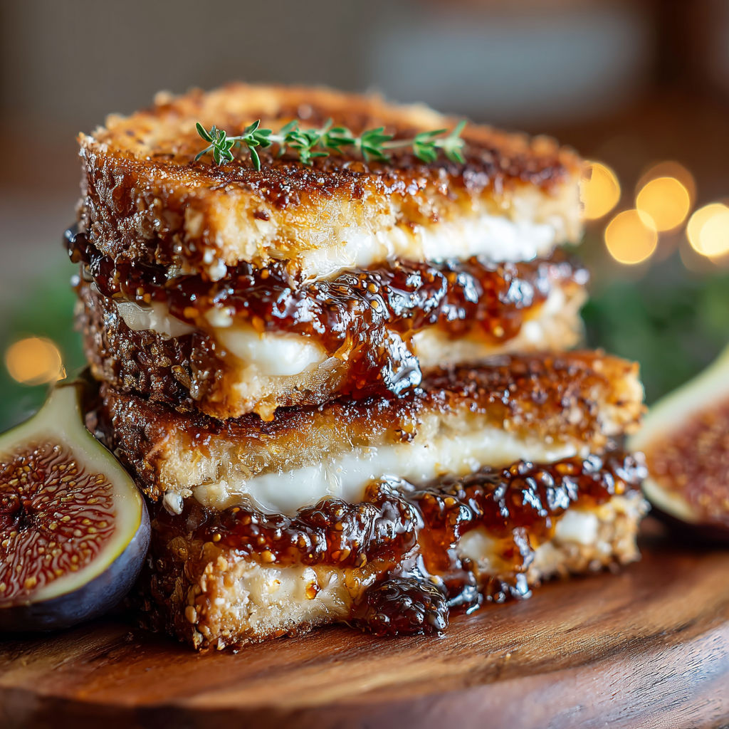 A grilled fig jam sandwich melt.