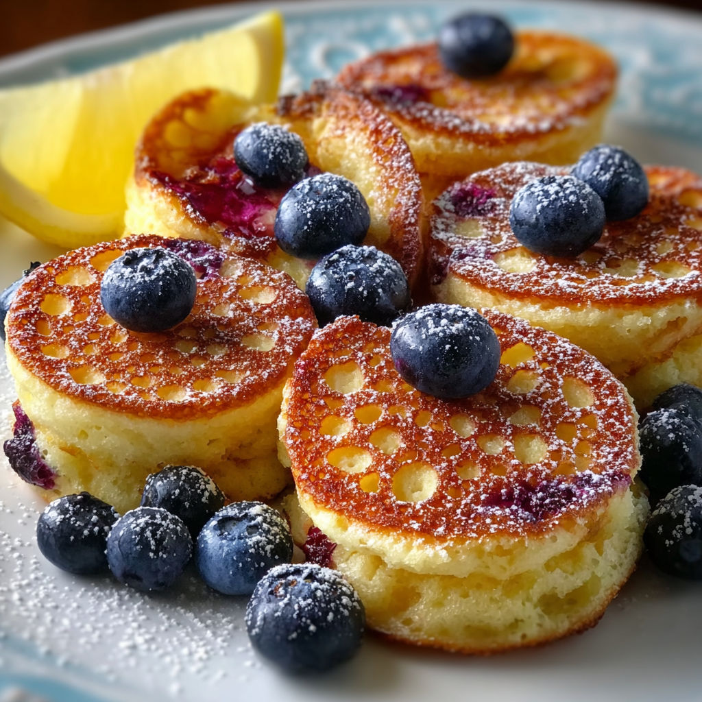A plate of food with blueberries on top.