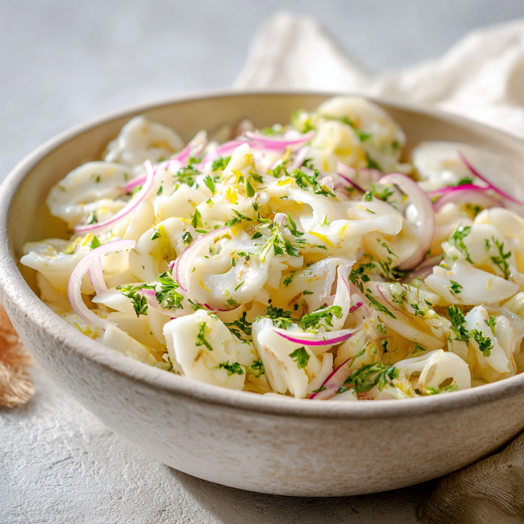 A bowl of food with onions and other vegetables.