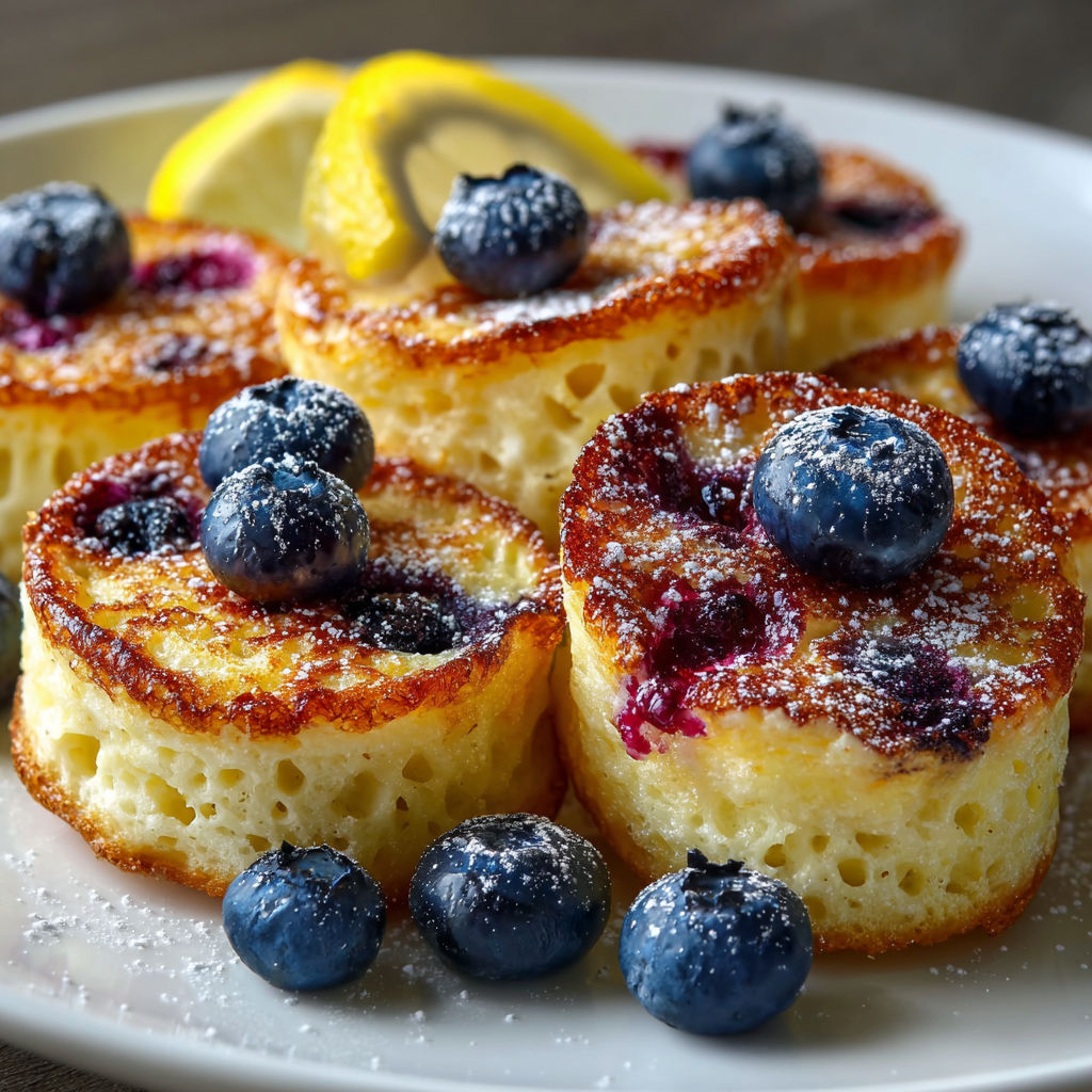 A plate of blueberry lemon pancake bites.