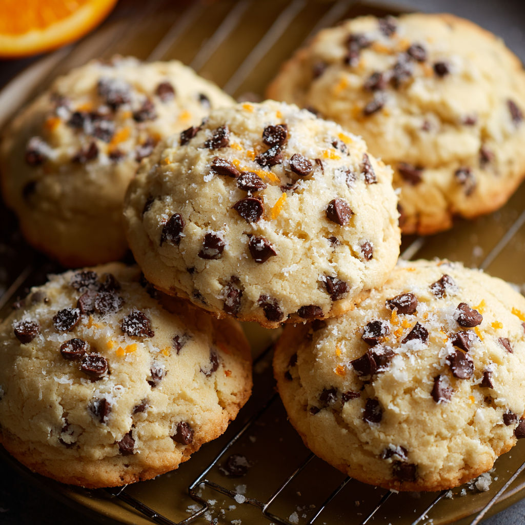 A plate of cookies with orange slices on top.