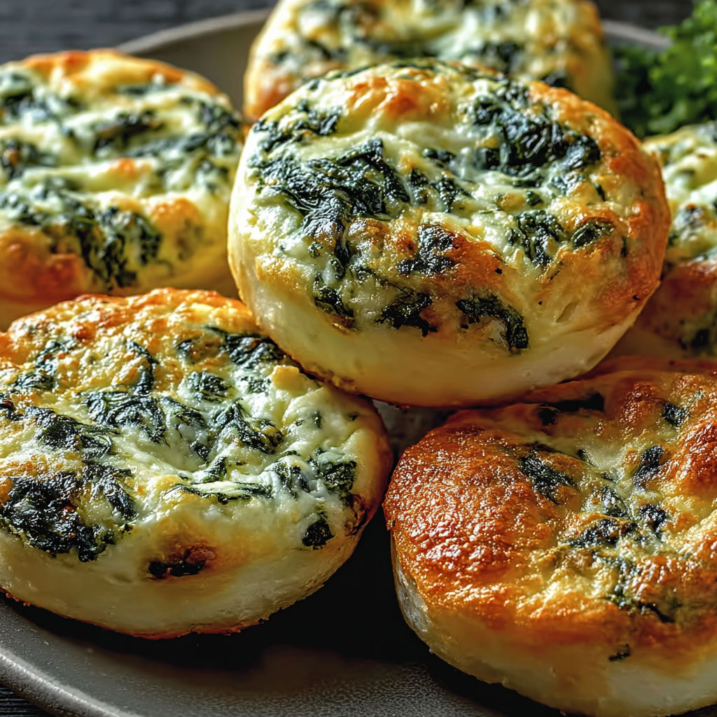 A plate of spinach cottage cheese muffins.