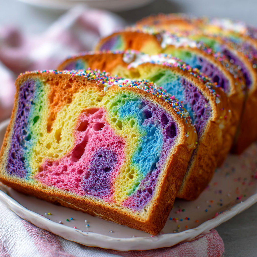 A slice of rainbow colored bread.