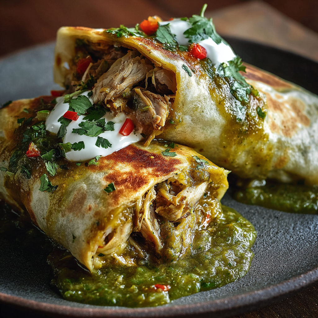 A plate of chili verde hatch burritos.
