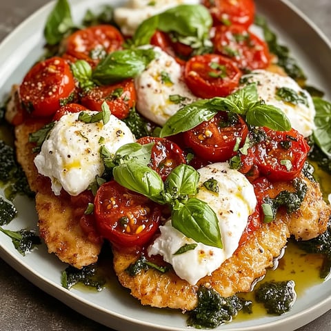 Chicken Cutlets with Burrata, Tomatoes, and Basil