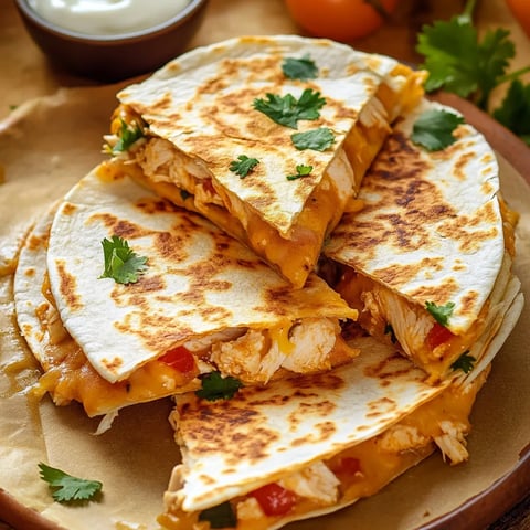 Golden Crispy Chicken Quesadilla