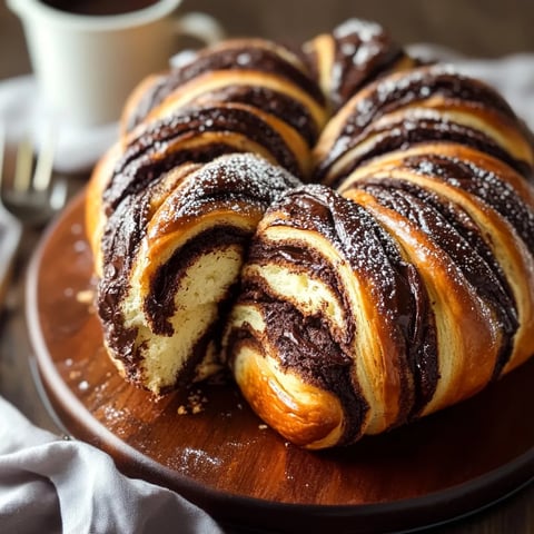 A chocolate covered pastry with a swirl pattern.